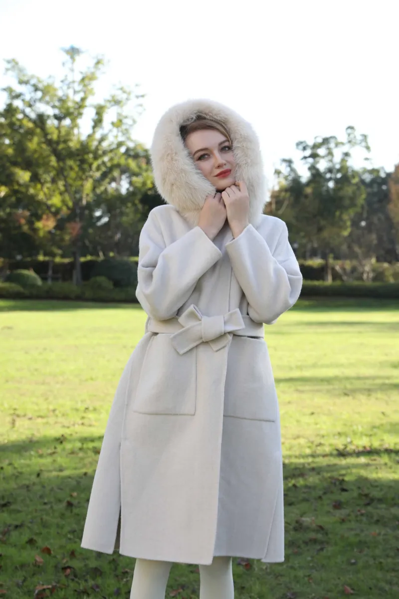 Women's Winter Fashion Hooded Double Sided Cashmere Long Coat