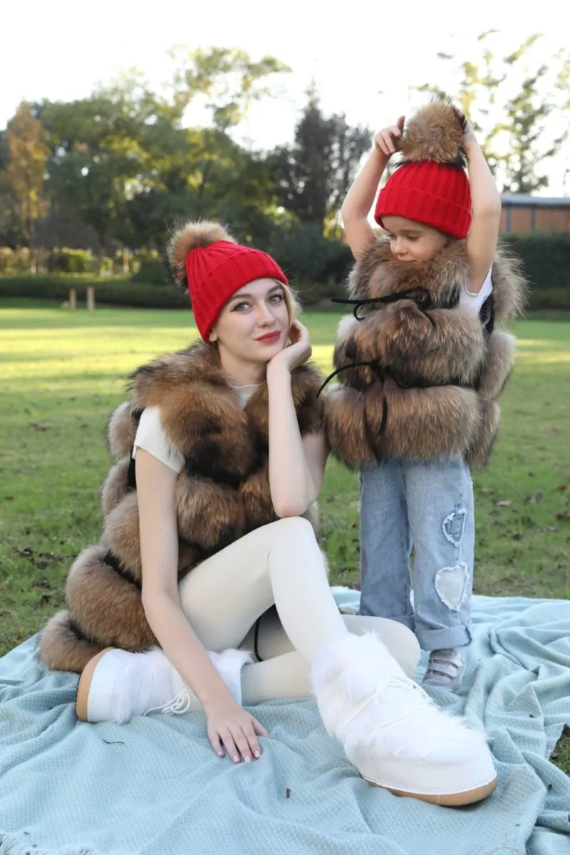 New Fall And Winter Striped With Fur Ball Acrylic Hat m2