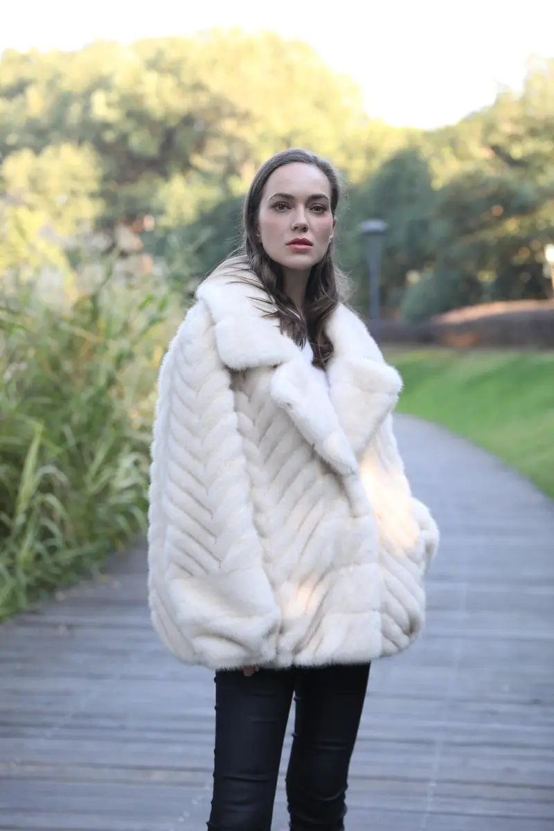 Chinese Style Women's Suit Collar Faux Mink Jacket Novelty Trend m6