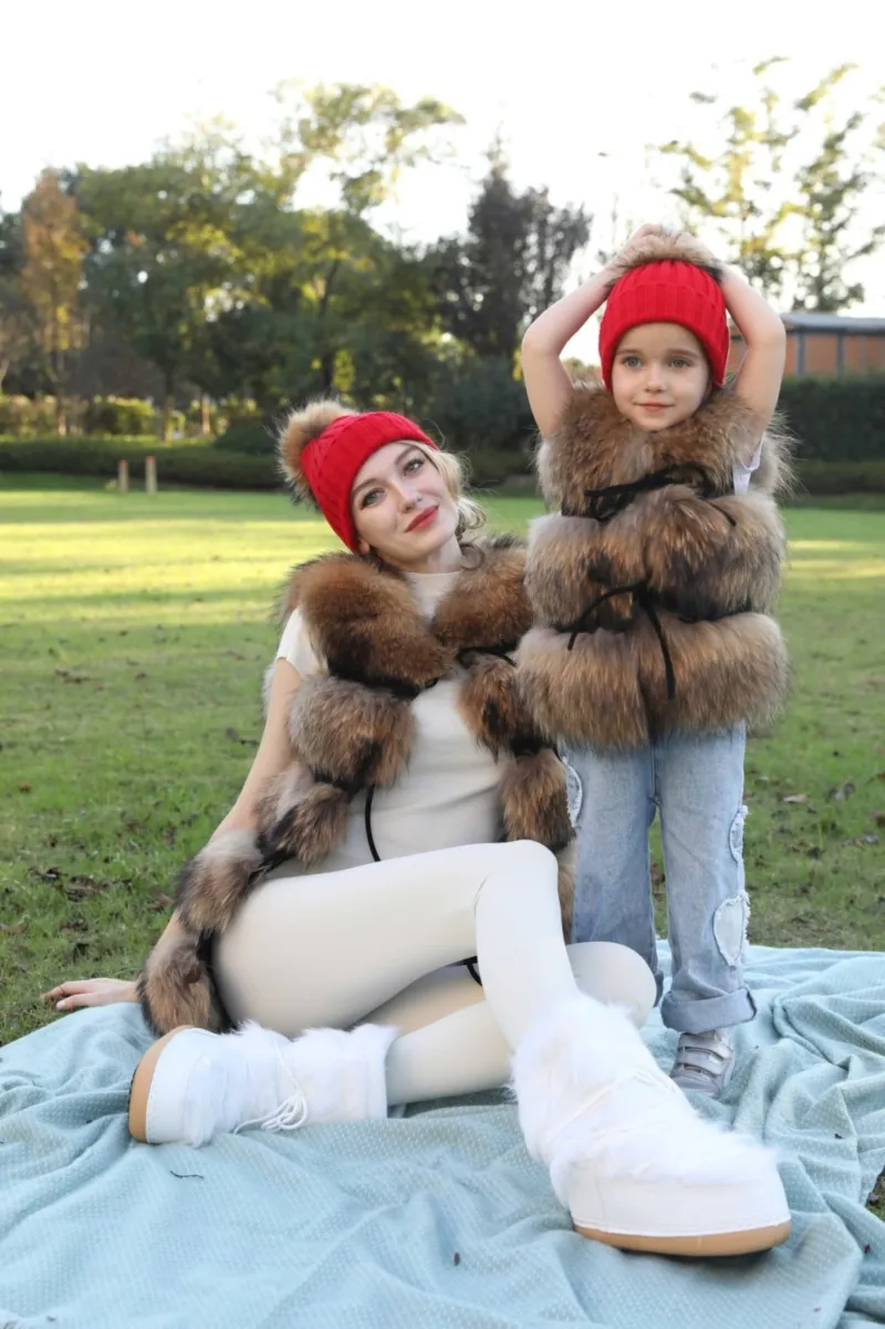 New Fall And Winter Striped With Fur Ball Acrylic Hat m5