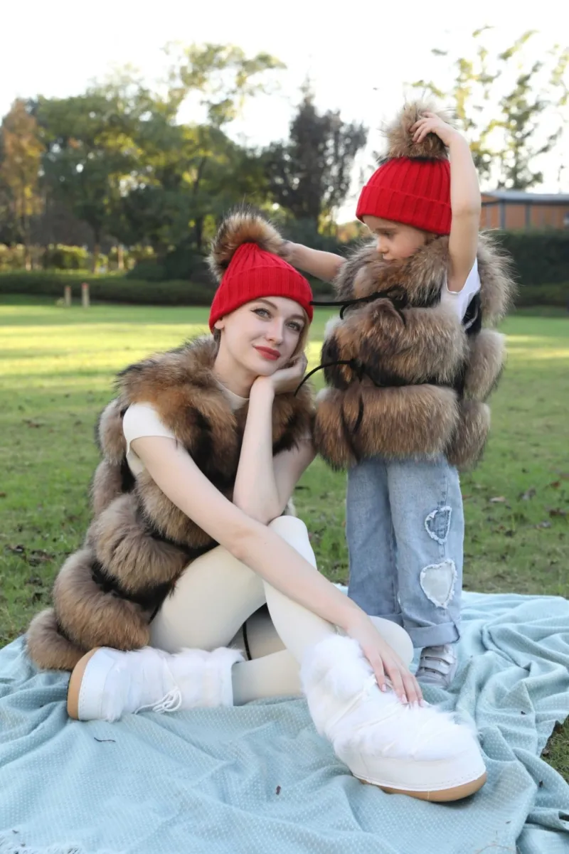 New Fall And Winter Striped With Fur Ball Acrylic Hat m1