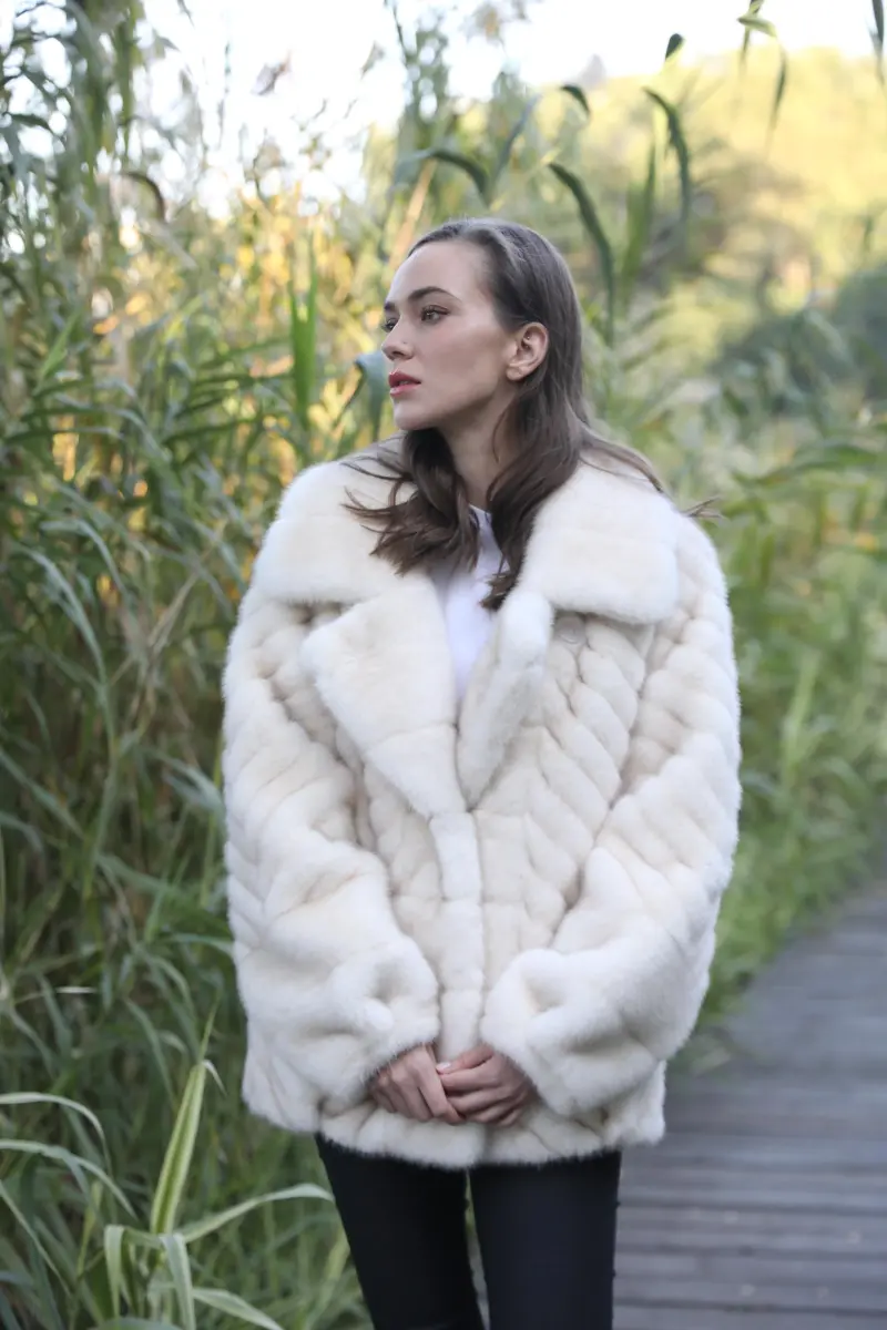 Chinese Style Women's Suit Collar Faux Mink Jacket Novelty Trend m5