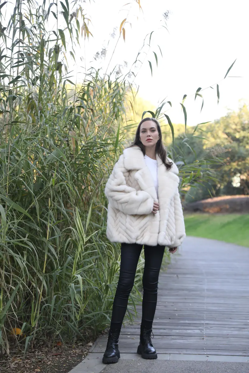 Chinese Style Women's Suit Collar Faux Mink Jacket Novelty Trend m1