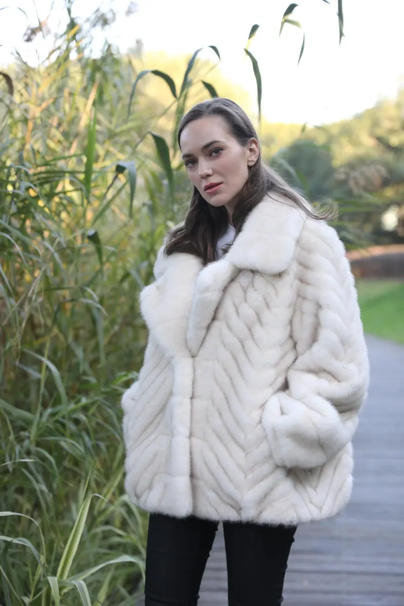 Chinese Style Women's Suit Collar Faux Mink Jacket Novelty Trend m3