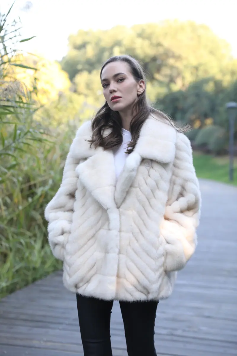 Chinese Style Women's Suit Collar Faux Mink Jacket Novelty Trend m7