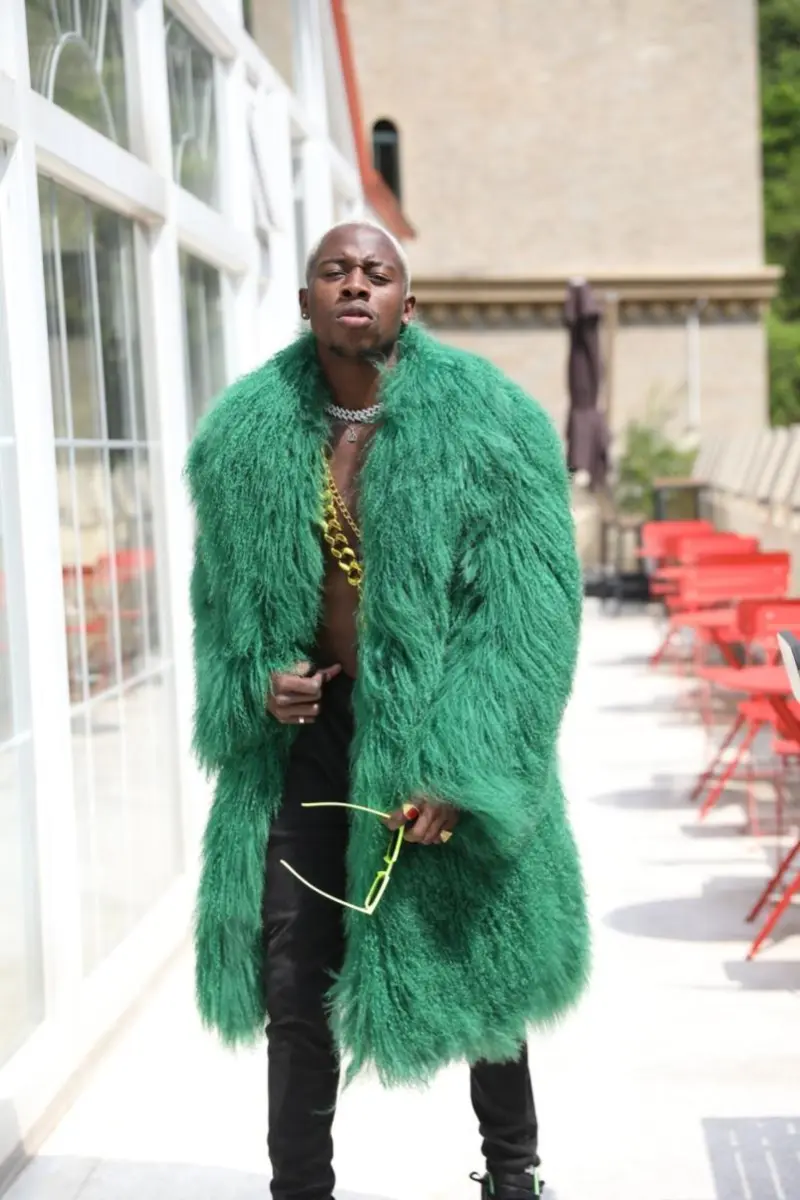 100cm green collar trench coat made of Merino wool (53)