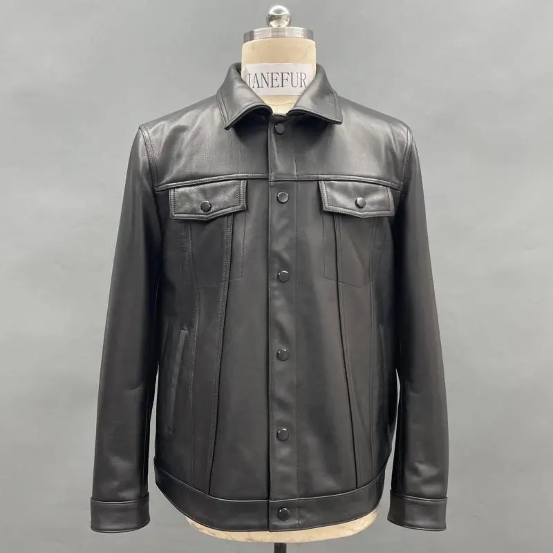 Mens utility leather coat, made of cowhide (7)