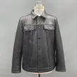 Mens utility leather coat made of bonded sheepskin (1)