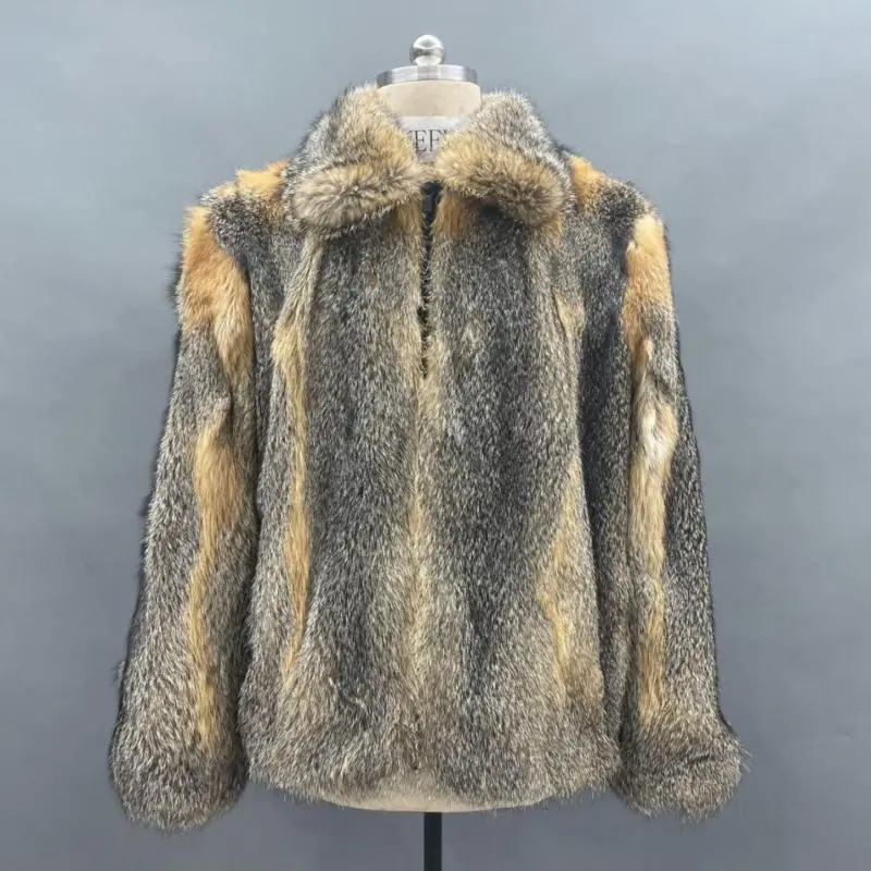 Mens fox fur collar fur coat  (2)