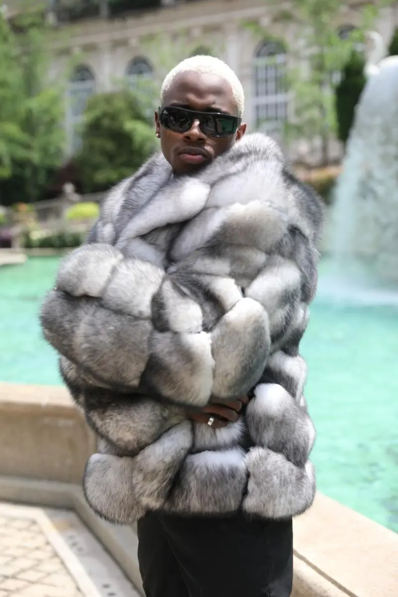 White Fox Fur with Six-Section Design and Dual Colors