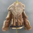 Detachable fur collar on the hat, integrated with the coat (1)