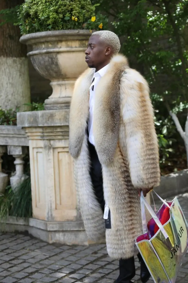 Long Fox Fur Coat with Wide Green Collar (5)