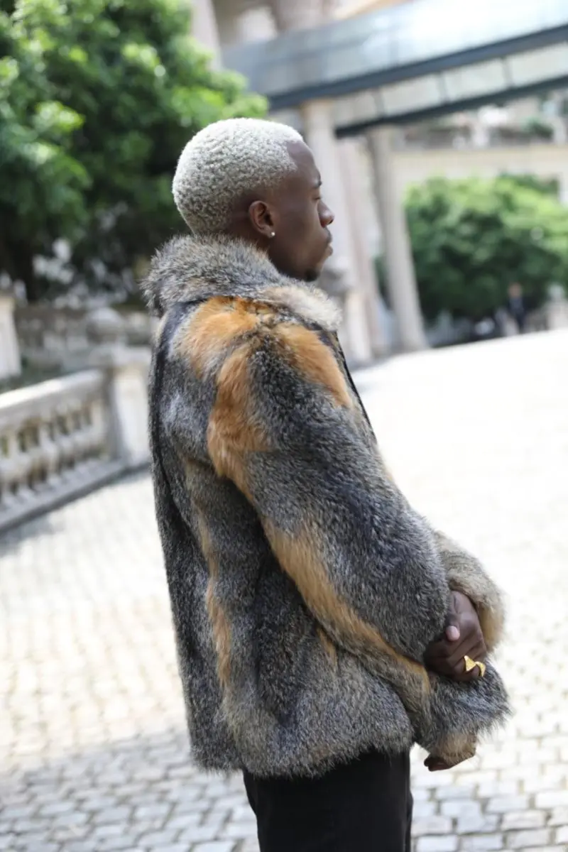Mens fox fur collar fur coat (34)