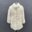 Double-sided Fox Fur Diagonal Stripe Long Coat in  Lemon Yellow (47)