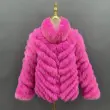 Double-Sided Fox Fur Diagonal Stripe Short Coat (16)