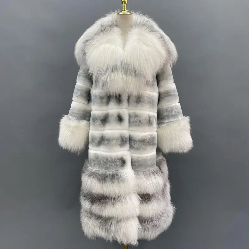 Mandarin Collar Fox and Rabbit Fur Jacket (8)