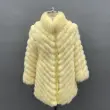 Double-Sided Fox Fur Diagonal Stripe Long Coat (3)