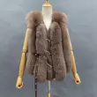 Vertical Stripe Buckle Decorated Draped Fox Fur Vest (Short) (3)