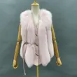 Vertical Stripe Buckle Decorated Draped Fox Fur Vest (Short) (11)