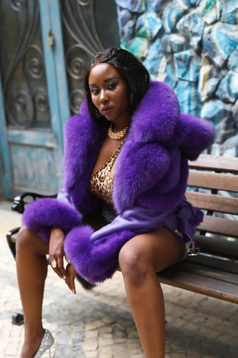 New detachable fur collar on the hood, short leather and fur jacket (3)