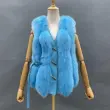 Vertical Stripe Buckle Decorated Draped Fox Fur Vest (Short) (12)