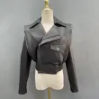 Crop Motorcycle Short Leather Jacket (4)