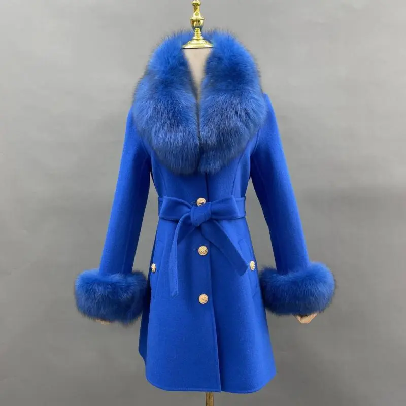 Mandarin Collar Tie-Waist Double-Sided Wool Coat (9)