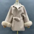 Tie-cuff Fur Oversized Double-faced Wool Coat (12)