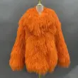 Mandarin Collar Shearling Mid-length Coat (1)