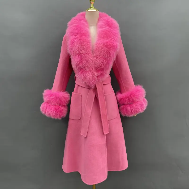 Skirt Hem Mandarin Collar with Sleeves and Two-section Fur Double-faced Wool (18)