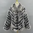 Double-Sided Fox Fur Diagonal Stripe Short Coat (2)