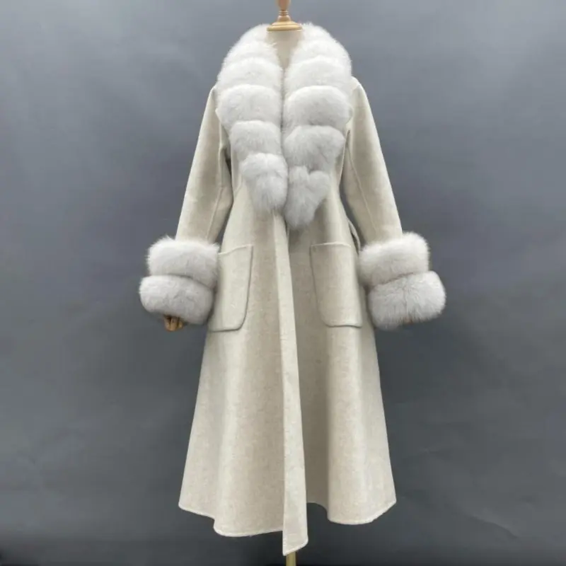 Large Skirt Hem Double-Sided Wool with Two-section Fur Cuffs (7)