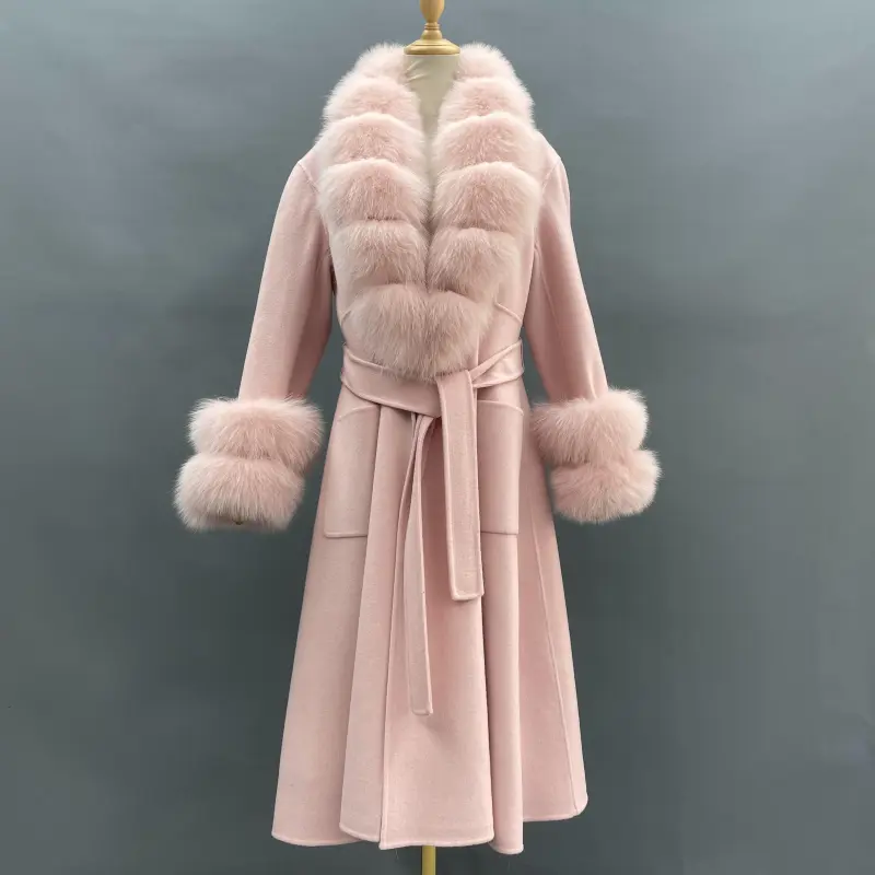 Skirt Hem Mandarin Collar with Sleeves and Two-section Fur Double-faced Wool (12)