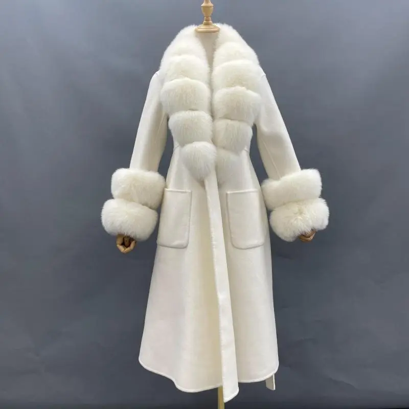 Large Skirt Hem Double-Sided Wool with Two-section Fur Cuffs (6)