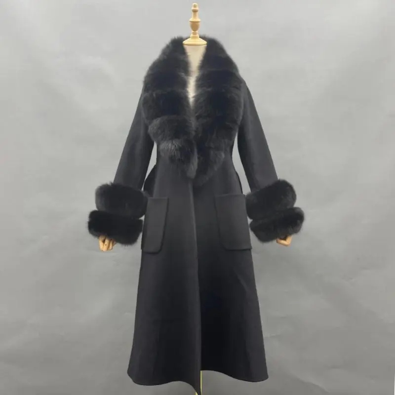Large Skirt Hem Double-Sided Wool with Two-section Fur Cuffs (10)