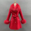 Mandarin Collar Tie-Waist Double-Sided Wool Coat (3)