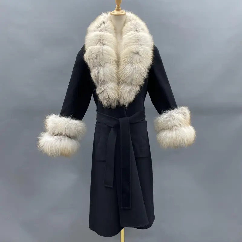 Skirt Hem Mandarin Collar with Sleeves and Two-section Fur Double-faced Wool (16)