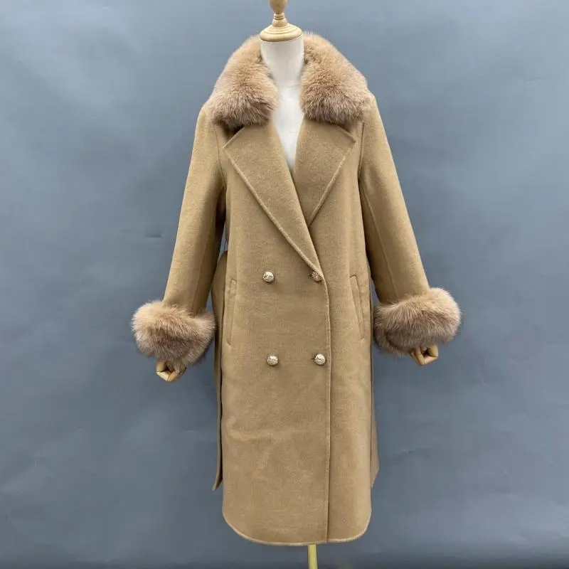 Double-sided wool coat with a small collar (1)