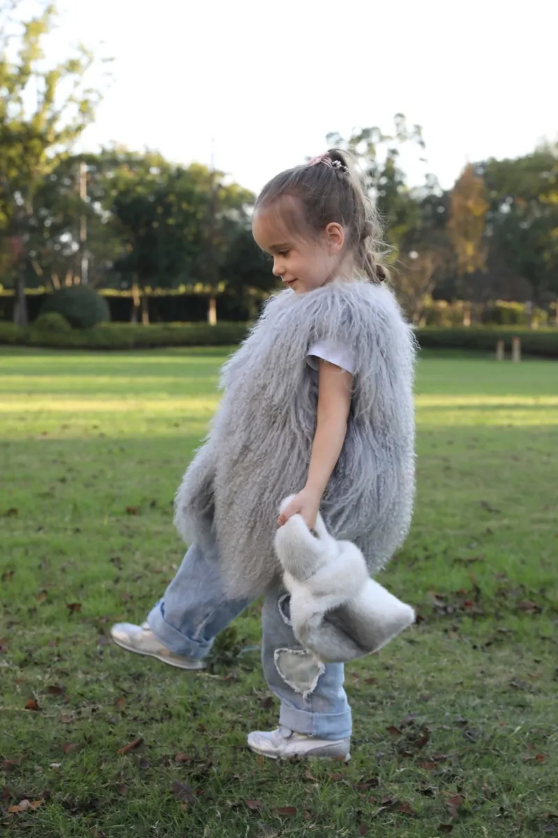 Autumn and Winter Fluffy Cute Mink Vest Bag Tote Crossbody m3