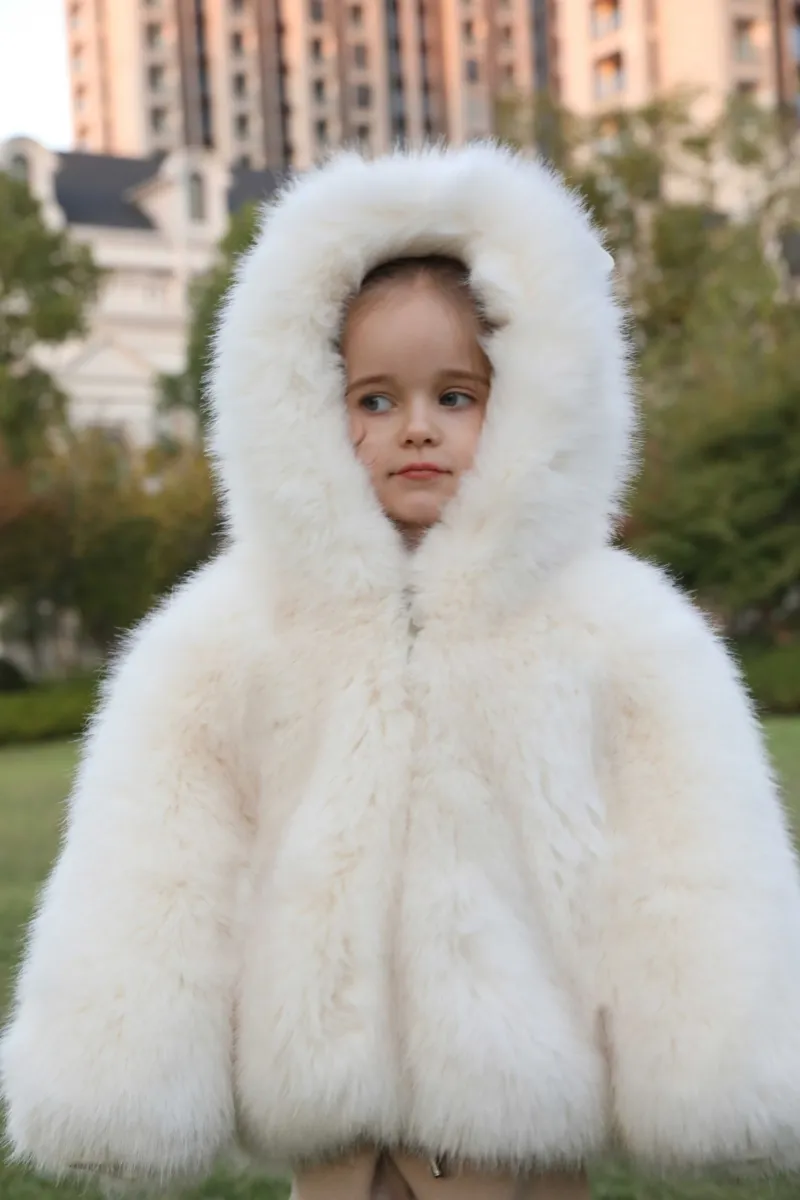 Children's Cute Bear Ears Children's Eco Fur Sweatshirt Jacket m2