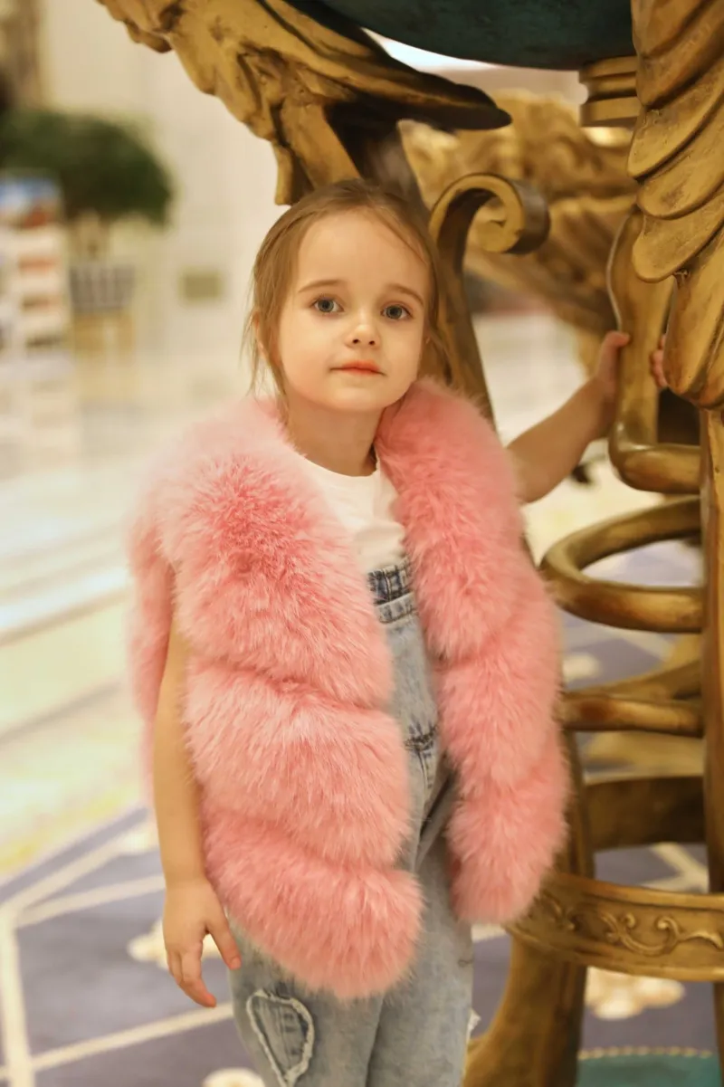 Cute and Warm 3-section Eco Fur Vest For Kids m4