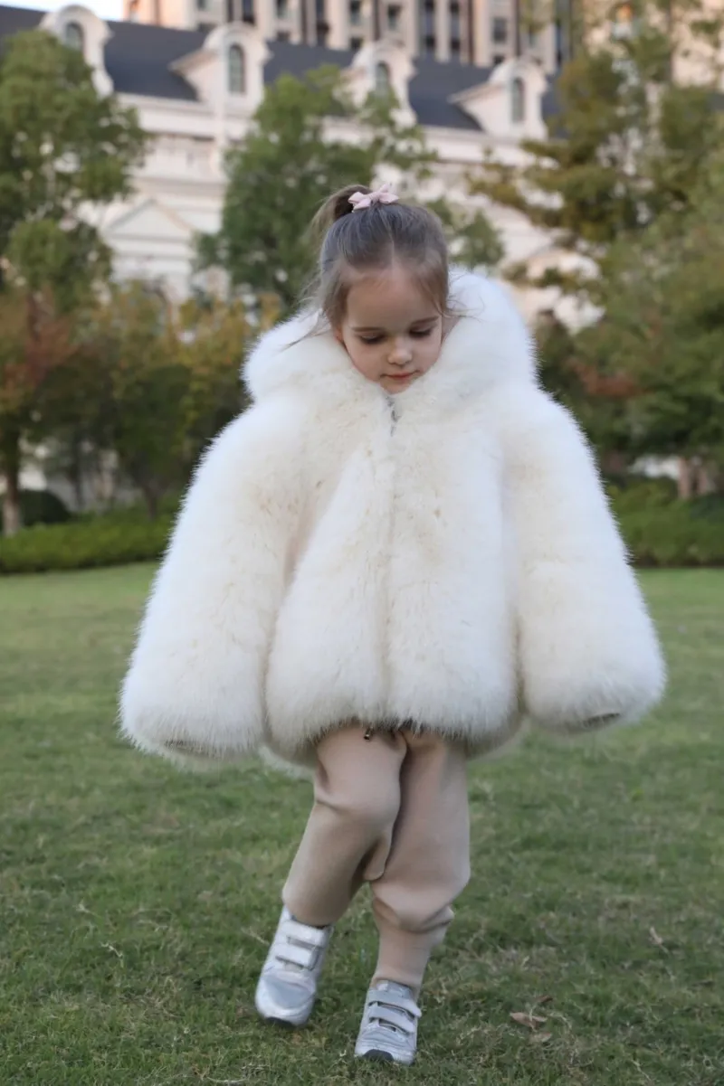 Children's Cute Bear Ears Children's Eco Fur Sweatshirt Jacket m1