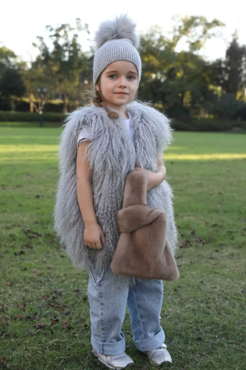 Kids Autumn and Winter Fluffy Cute Mink Vest Bag Tote