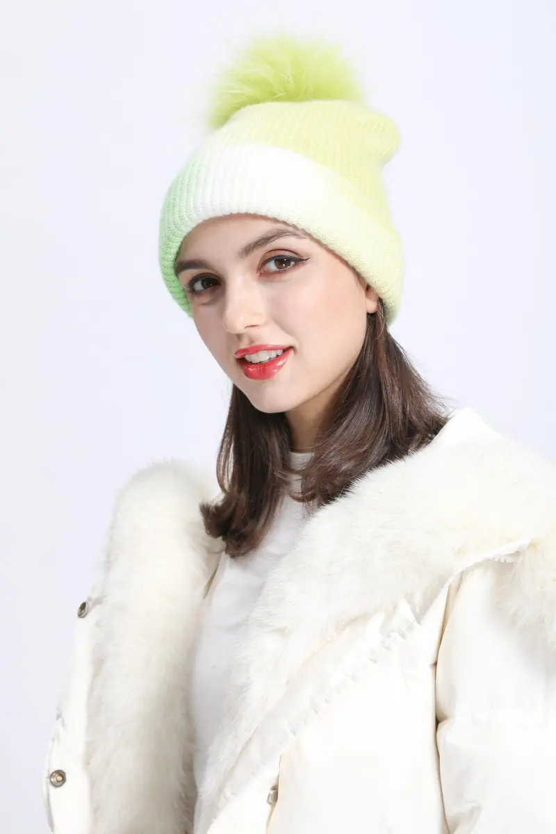 New Gradient Rabbit Velvet Hat with Pom Pom m4