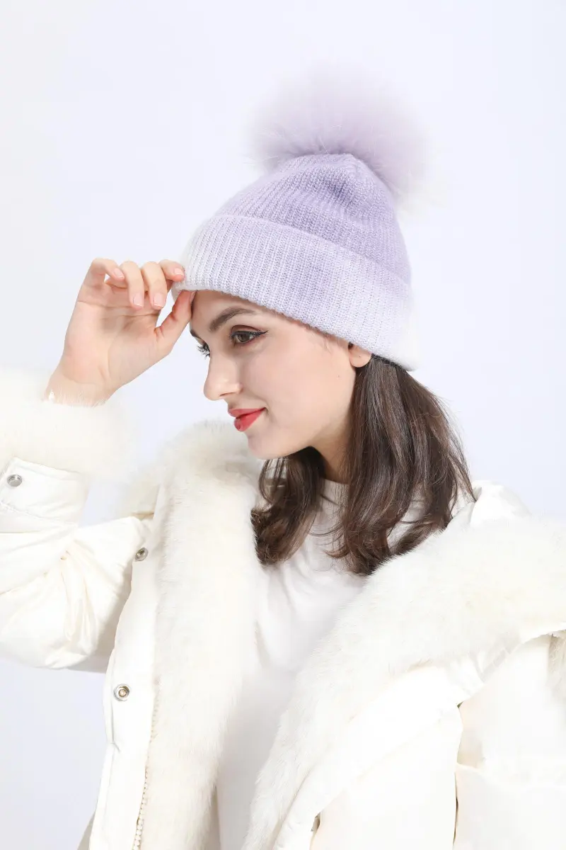 New Gradient Rabbit Velvet Hat with Pom Pom m2