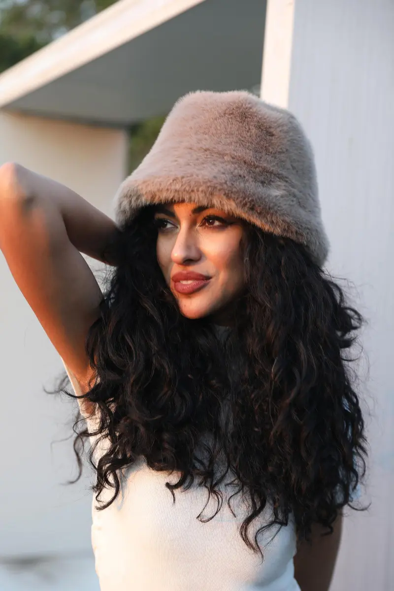 Women's Eco-Friendly Fur Bucket Hat for Casual and Warm 7