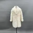 Women's Luxurious Fox Fur Lapel Striped Long Coat Fur Jacket 3