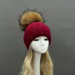 Women's Warm and Casual Rabbit Fur Hat with Sparkling Fur Pompoms19