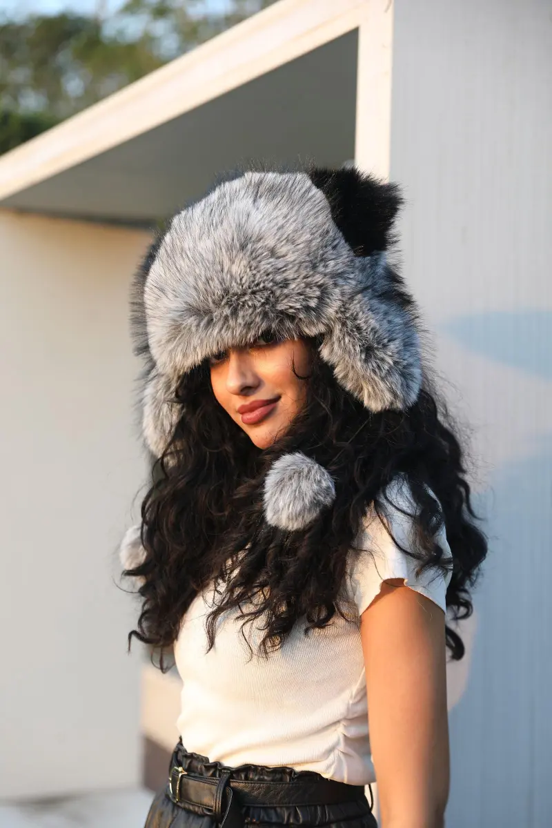 Eco-Friendly Fur Ball Panda and Raccoon Cute Hat9