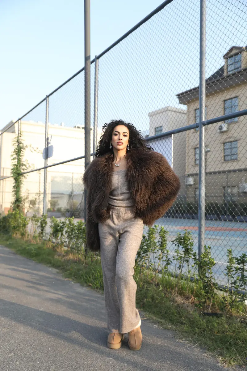 Women's Mongolian Lamb Fur Large Collar Casual Short Fur Jacket44